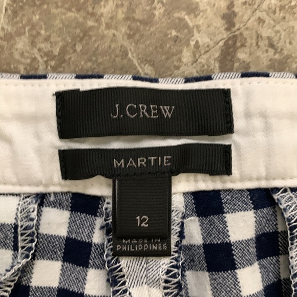 J crew Martie gingham Blue tappered nautical old money quiet luxury pants - Picture 5 of 7